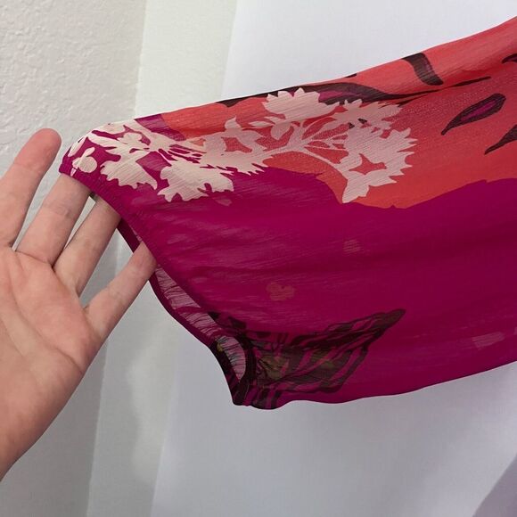 Lane Bryant Women's Blouse Tunic Semi Sheer Size 18/20 Mixed Print Pink Colorful - Picture 5 of 8